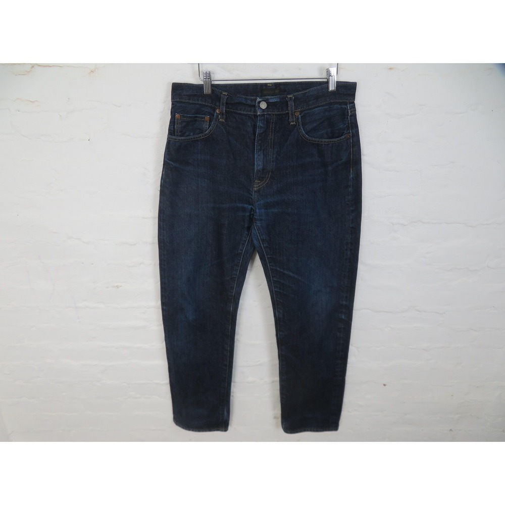 Uniqlo Jeans Selvedge Mens 32x30 Blue Denim Dark Wash Casual Comfort Pockets